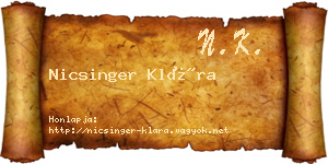Nicsinger Klára névjegykártya